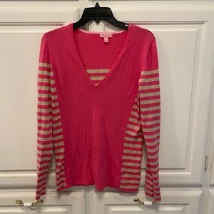 Lilly Pulitzer Pink Adelaide Stripe Resort Long Sleeve Sweater Women’s L
